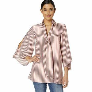 Kenneth Cole L Rose Brown Striped Top NWT AB24